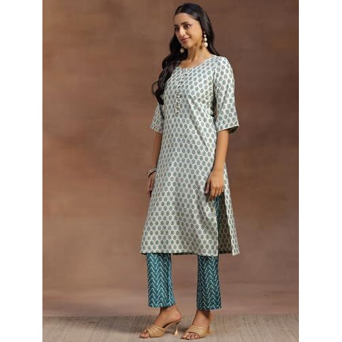 Libas Women's Silk Blend Kurta Set (35300_Beige