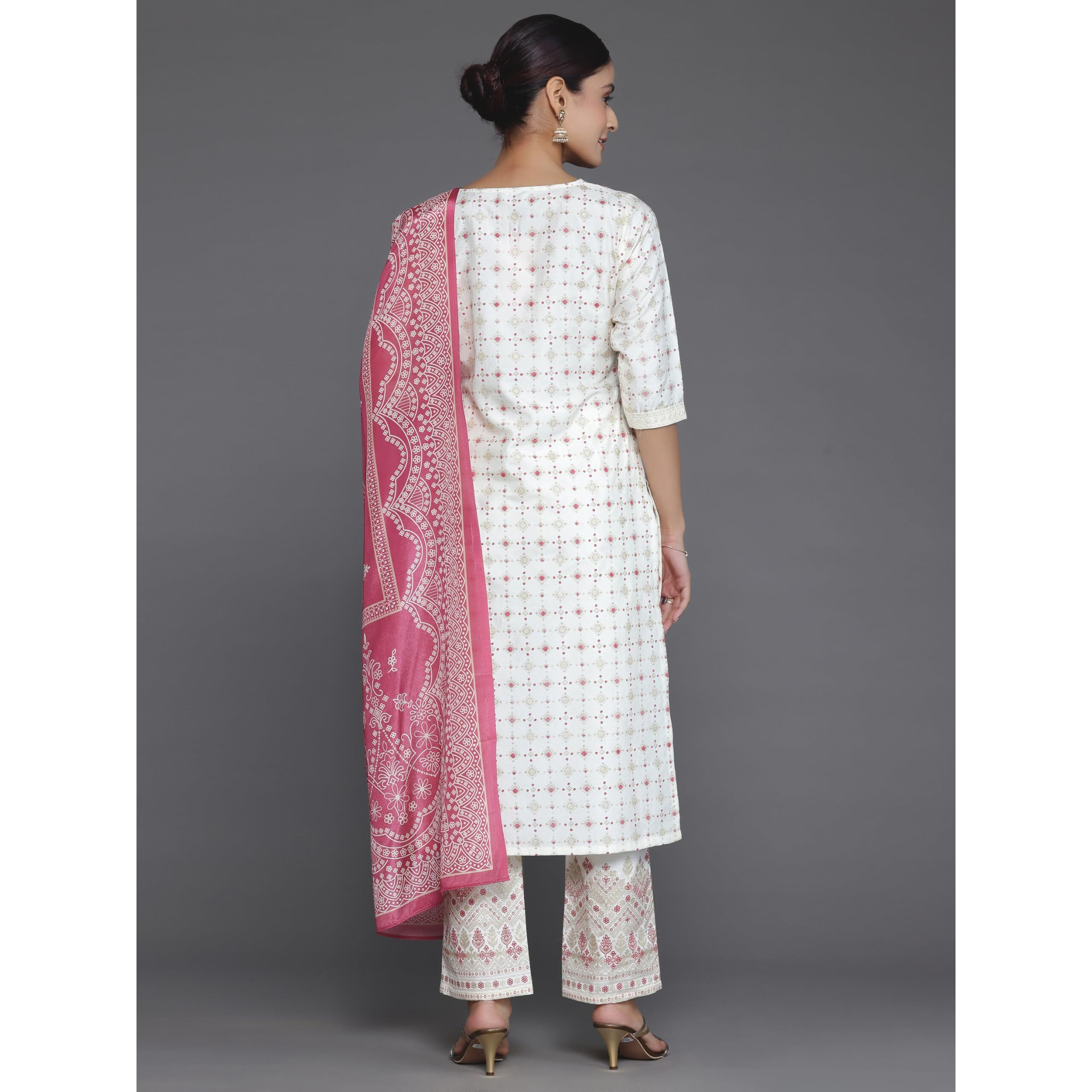 Libas Women's Silk Blend Kurta Set (35337_Off White