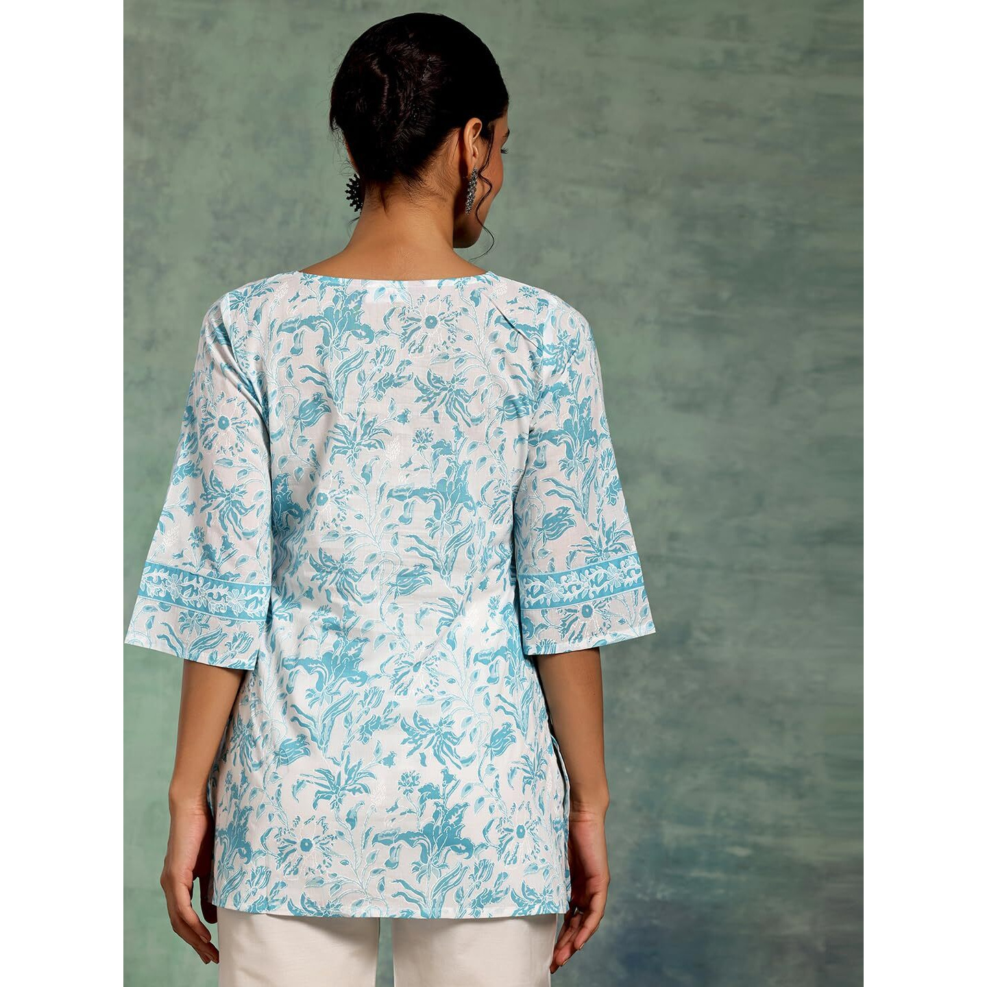 Libas Women's Pure Cotton Printed Straight Kurtis (26865_White