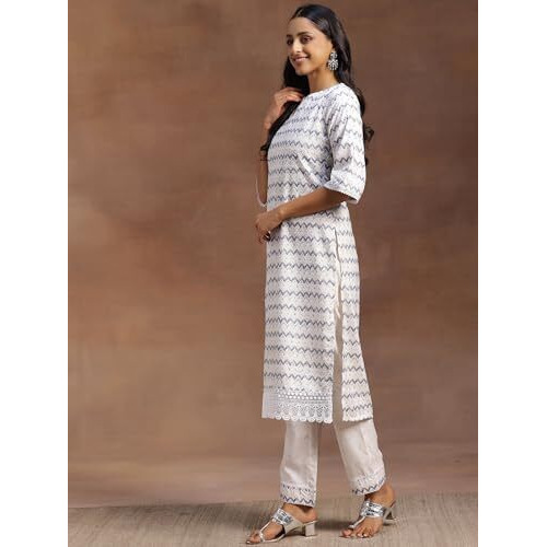 Libas Women's Cotton Blend Kurta Set (35365_Off White