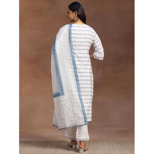 Libas Women's Cotton Blend Kurta Set (35365_Off White