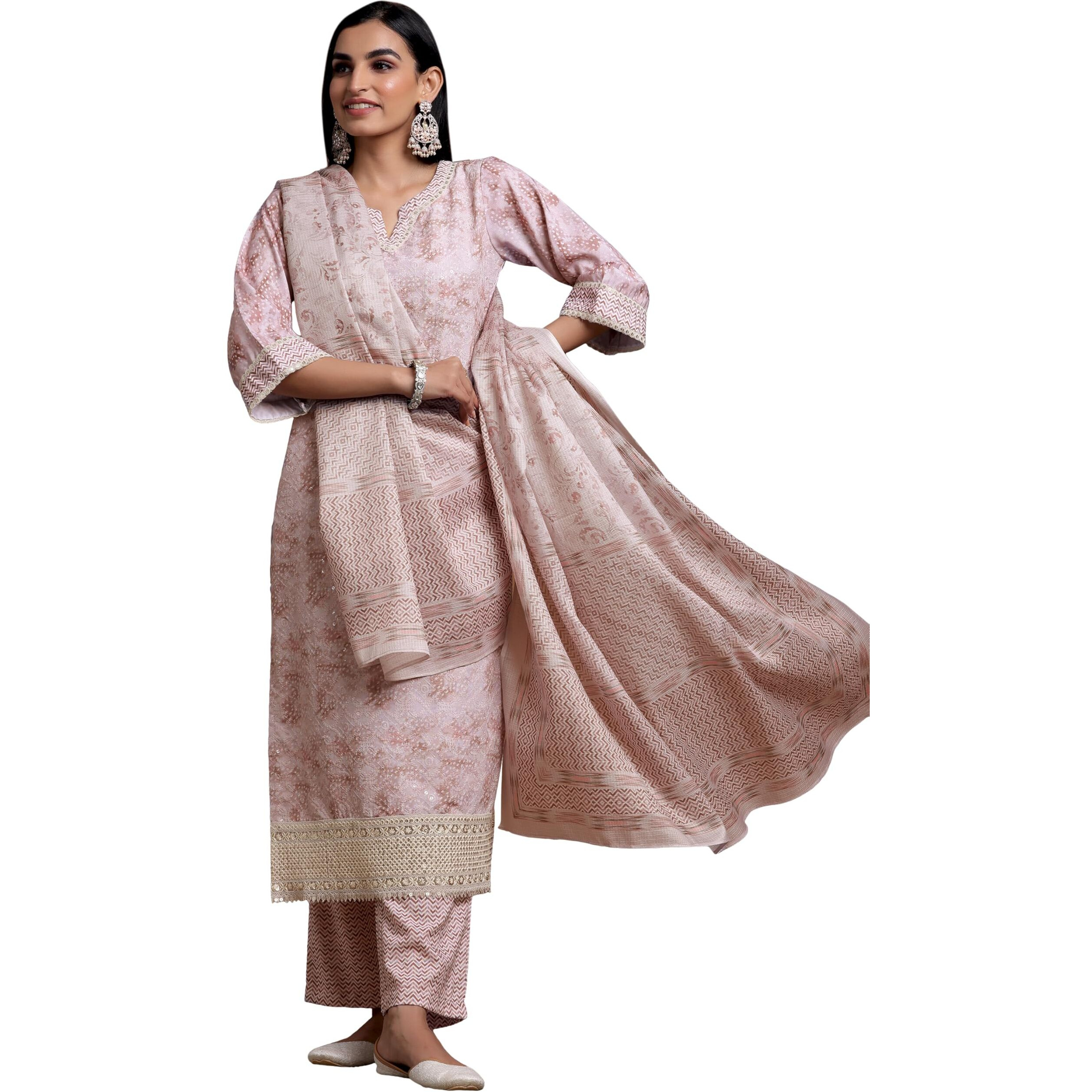 Libas Women's Cotton Blend Kurta Set (35377_Beige
