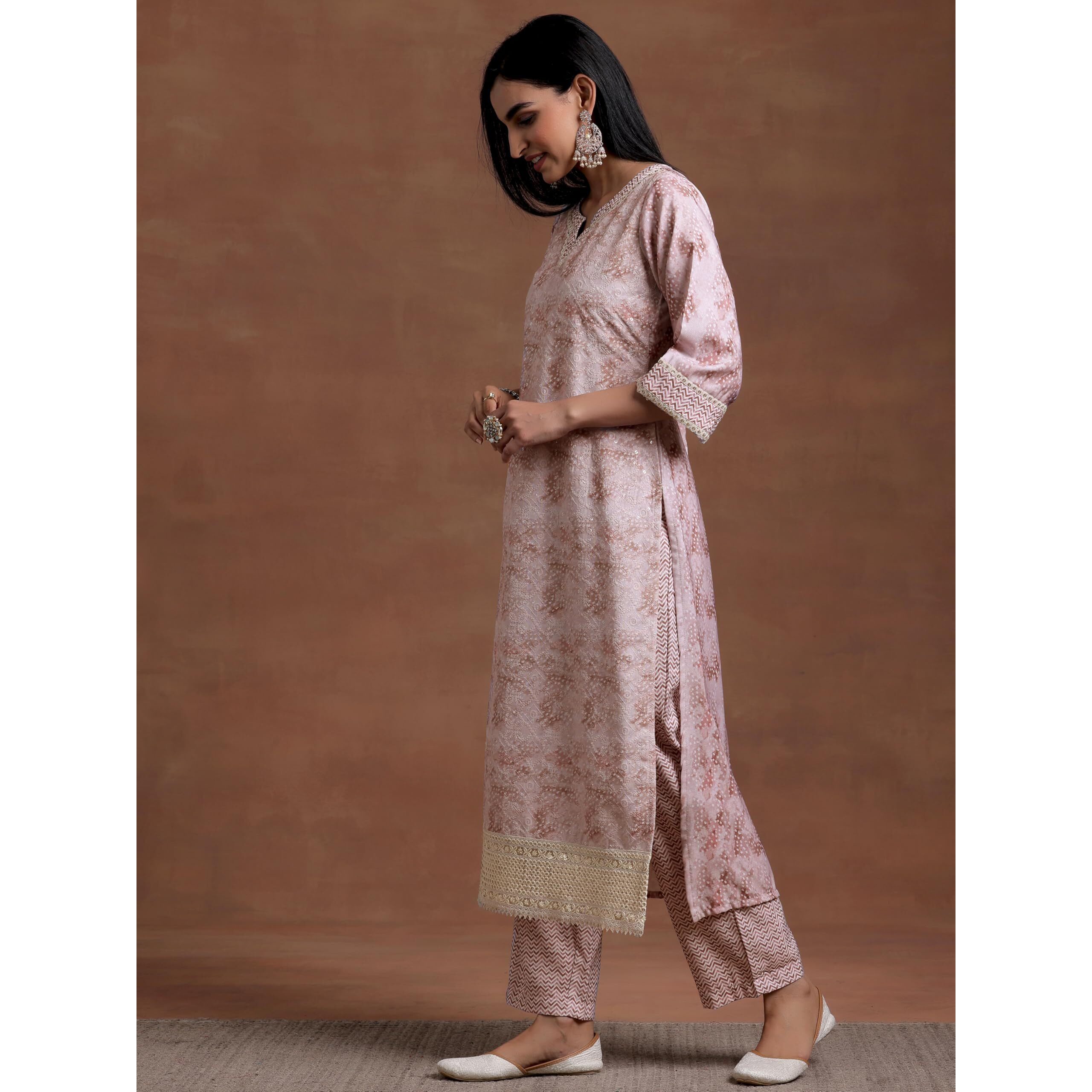 Libas Women's Cotton Blend Kurta Set (35377_Beige