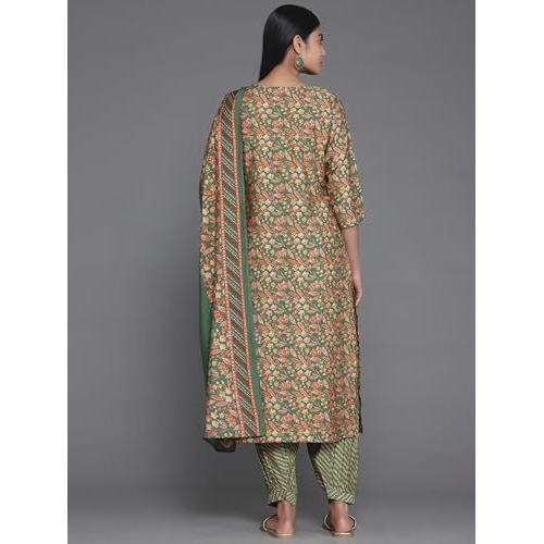 Libas Women's Silk Blend Kurta Set (35387_Green