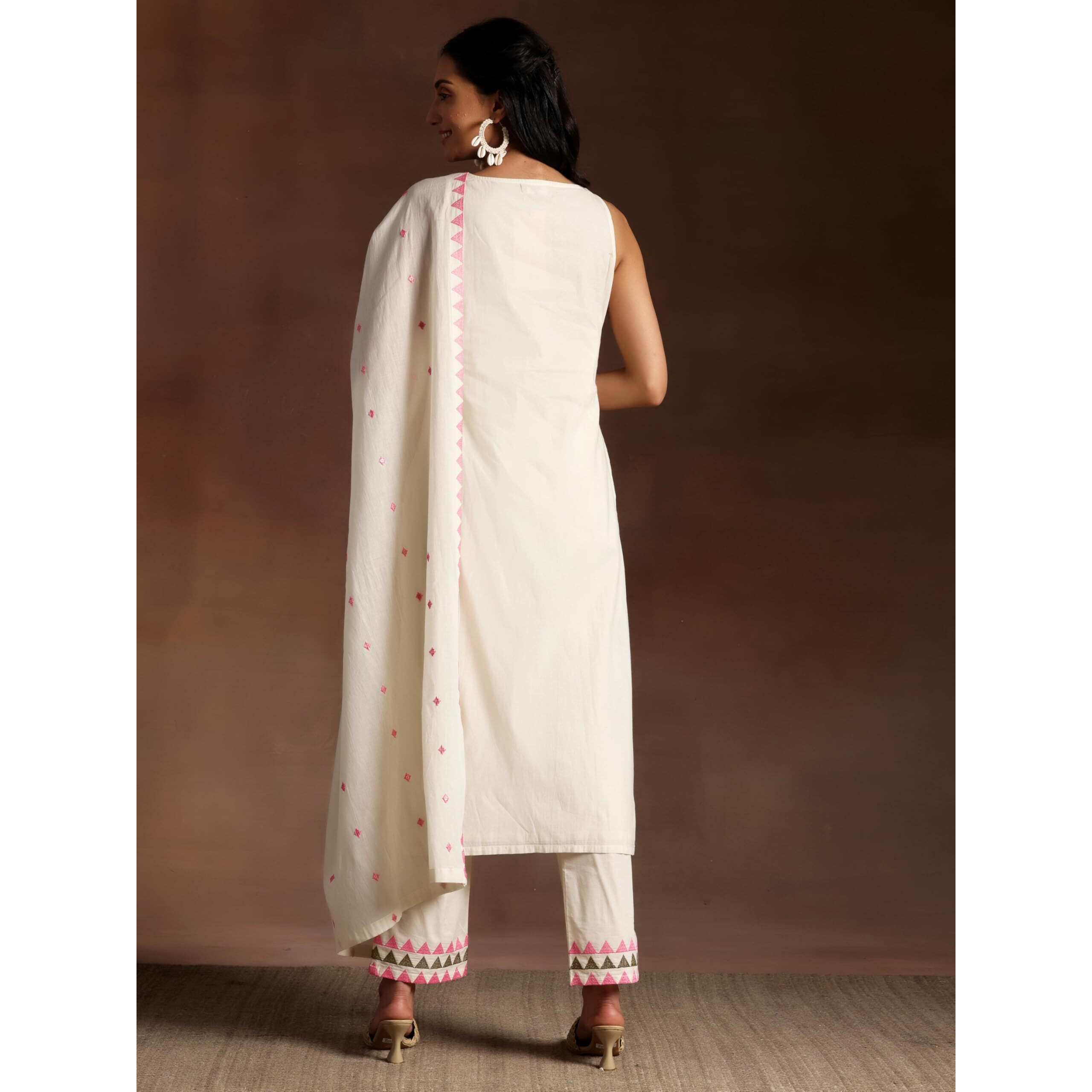 Libas Women Cotton Kurta Set (35224, Off White, Xl)