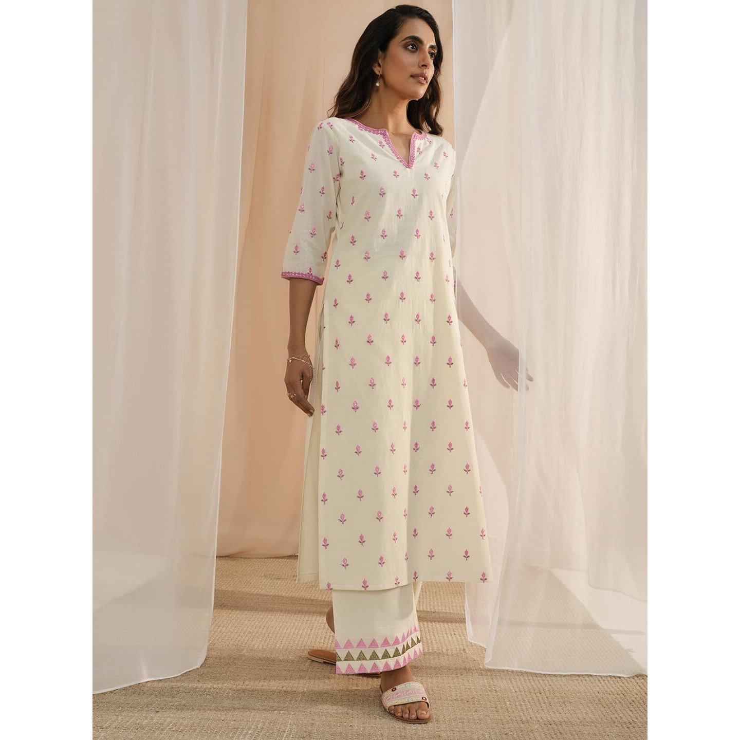 Libas Women's Cotton Kurta Sets (35226_Off White_Xs)