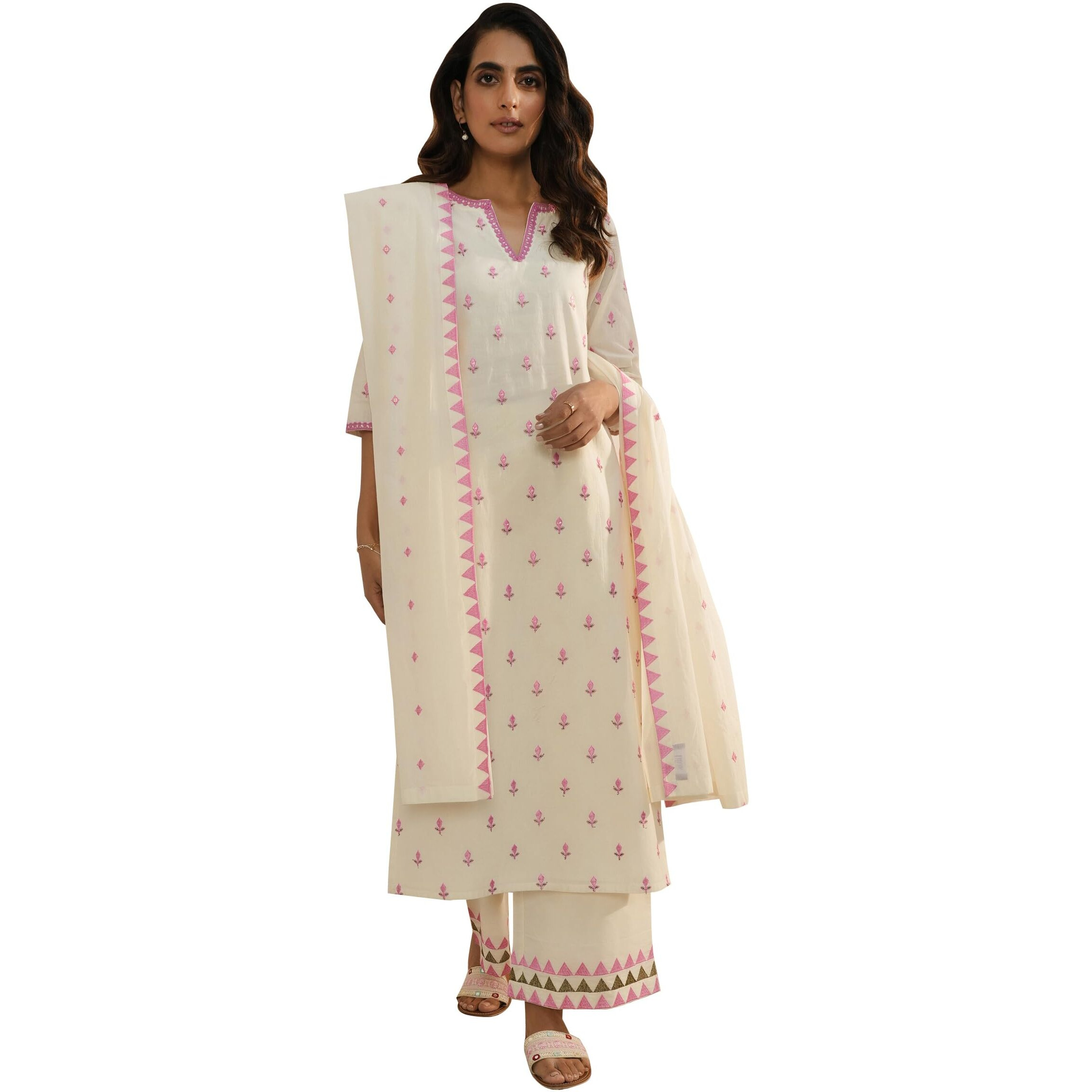 Libas Women's Cotton Kurta Sets (35226_Off White_S)