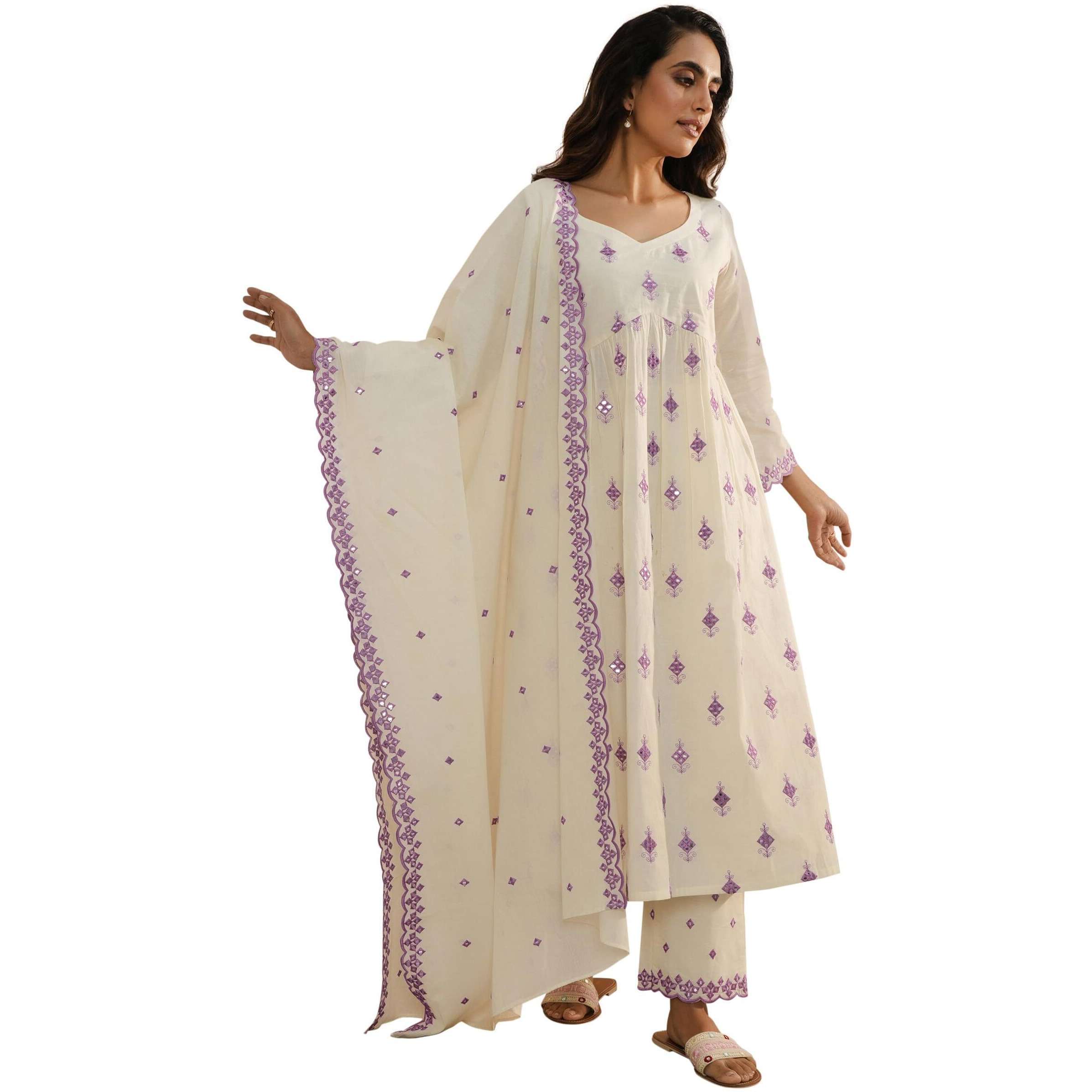 Libas Women's Cotton Kurta Sets (35229_Off White_Xxl)