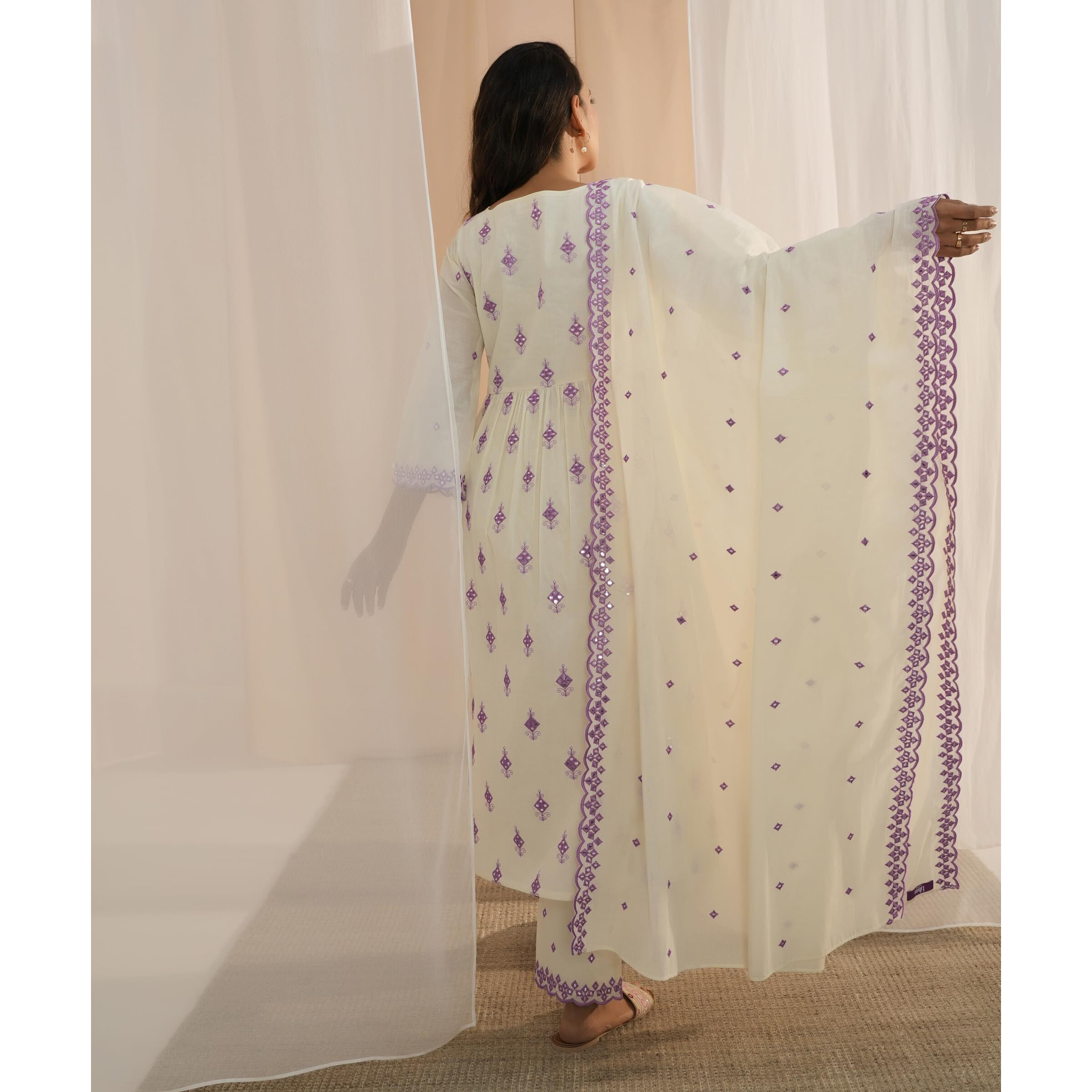 Libas Women's Cotton Kurta Sets (35229_Off White_Xxl)