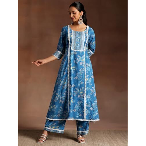 Libas Women's Cotton Kurta Sets (35404_Blue