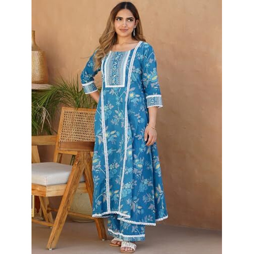 Libas Women's Cotton Kurta Sets (35404_Blue