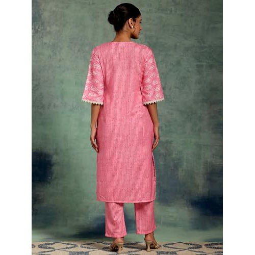 Libas Women's Cotton Blend Kurta Set (35395_Pink