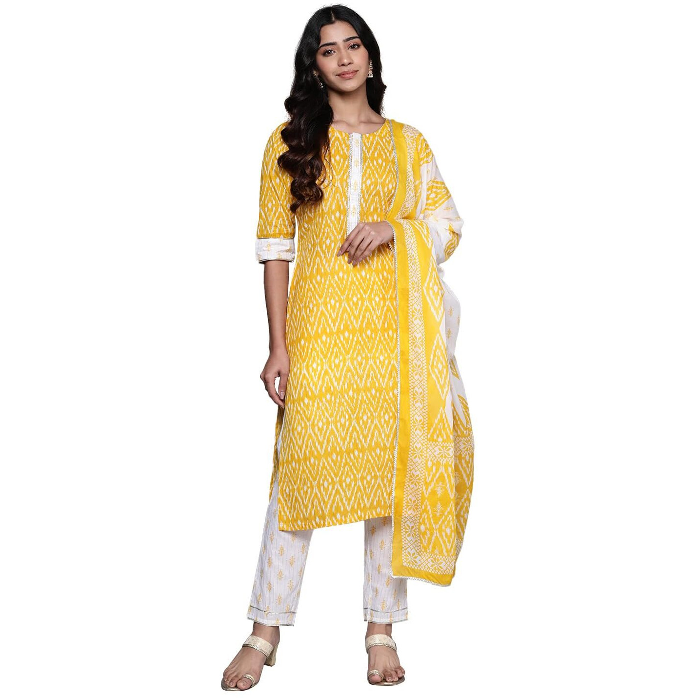 Libas Women's Cotton Kurta Sets (35544_Yellow