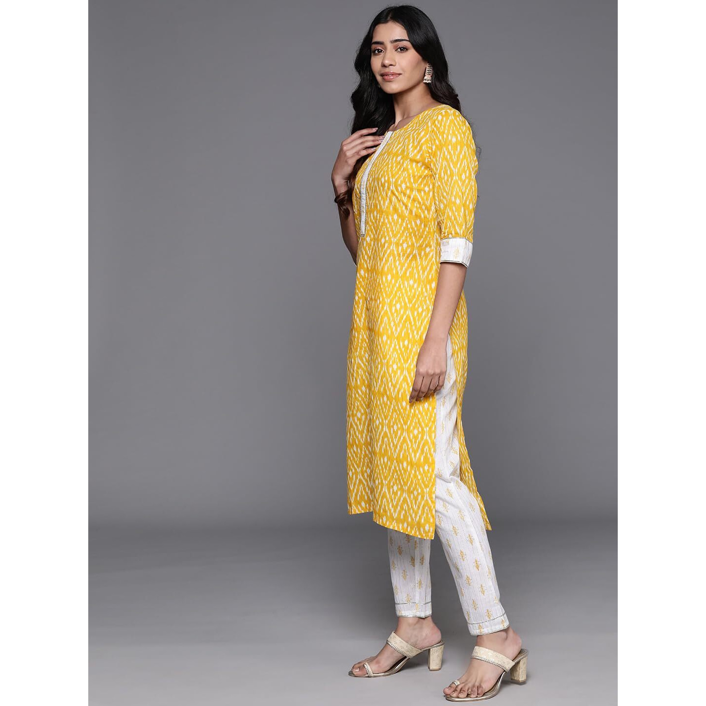 Libas Women's Cotton Kurta Sets (35544_Yellow