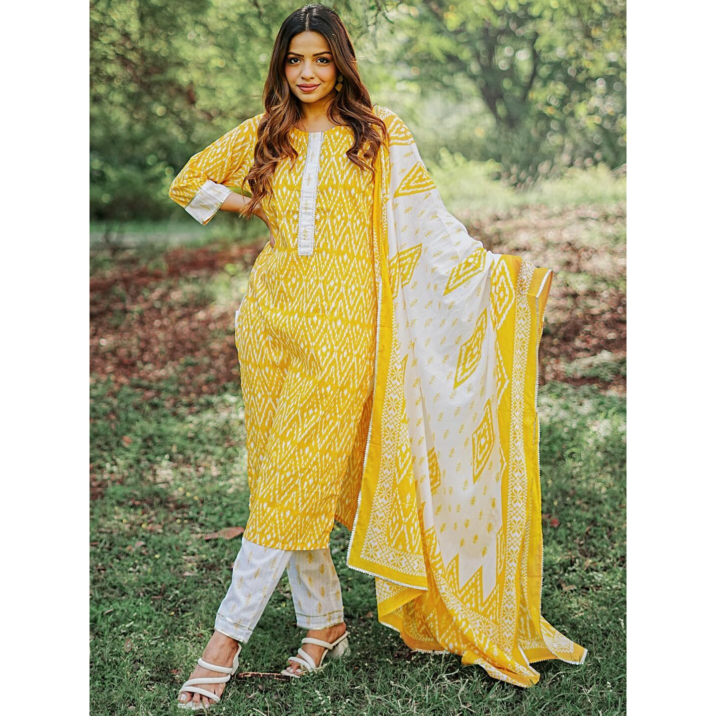 Libas Women's Cotton Kurta Sets (35544_Yellow