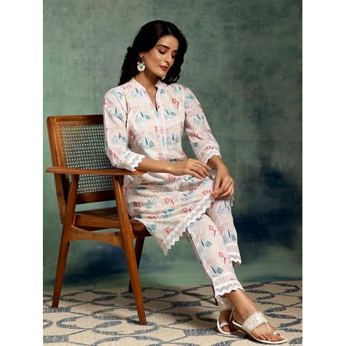 Libas Women's Cotton Kurta Set (35586_Cream