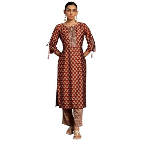 Libas Women's Silk Blend Kurta Set (35440_Rust