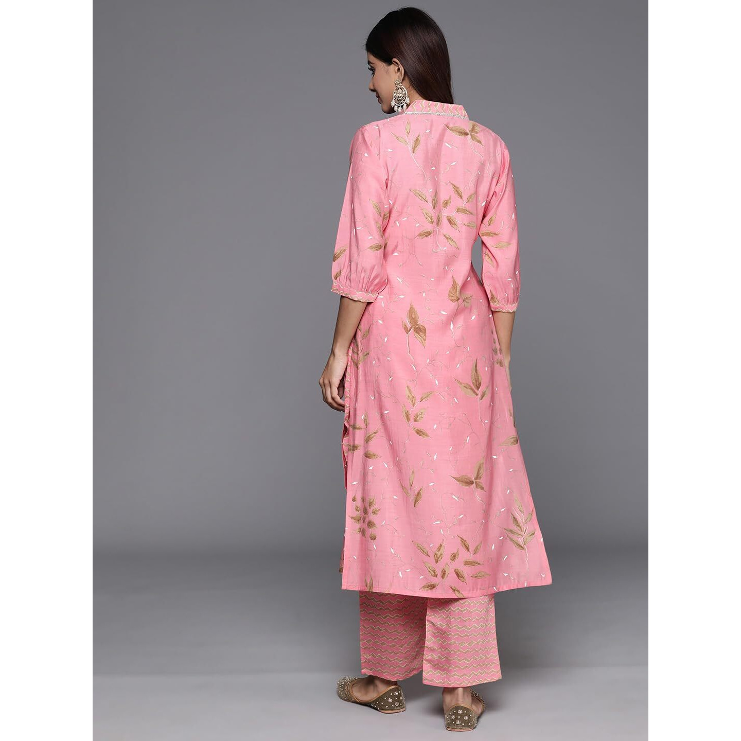 Libas Womens Printed Silk Blend Straight Kurta With Palazzos