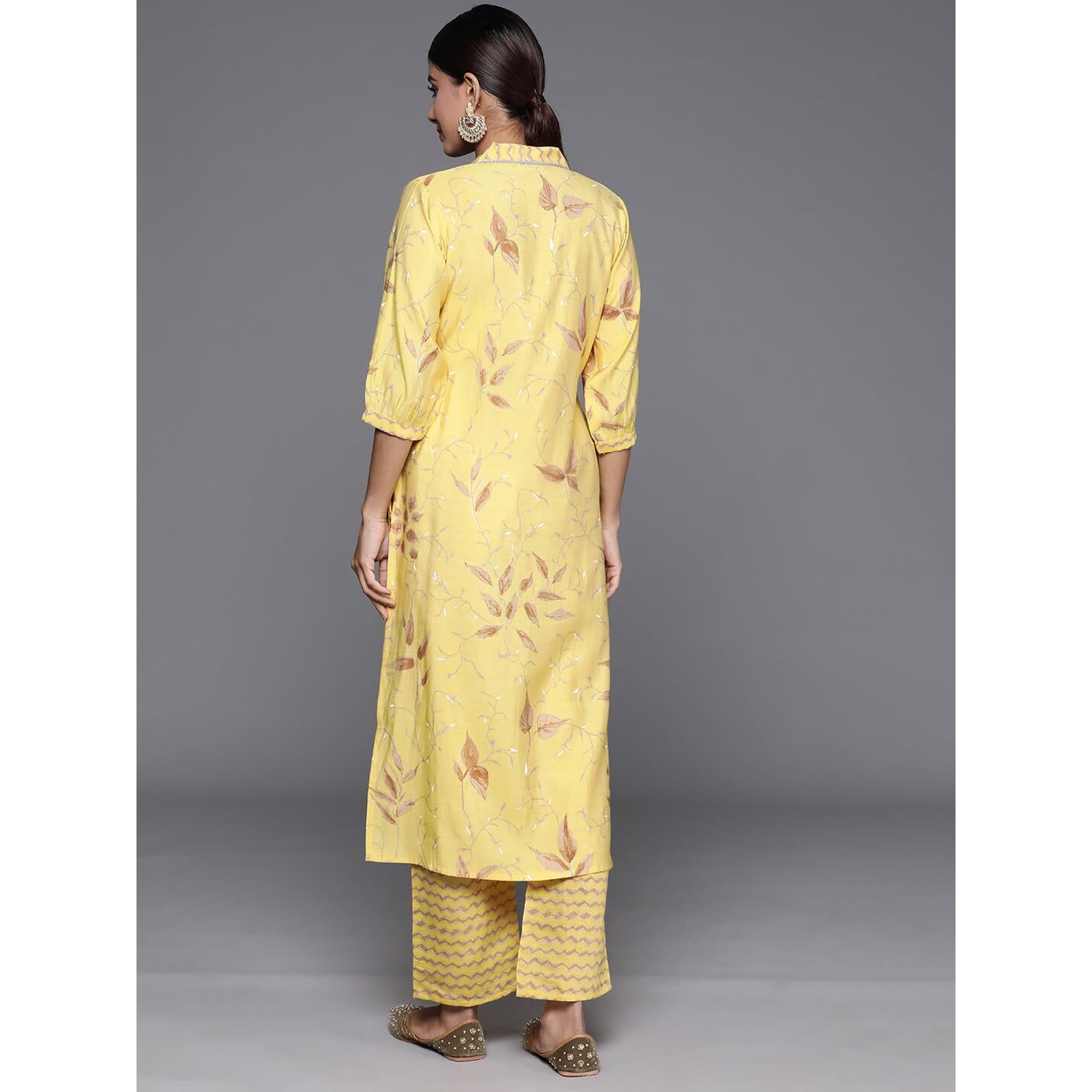 Libas Women's Silk Blend Kurta Set (35431_Yellow_M)