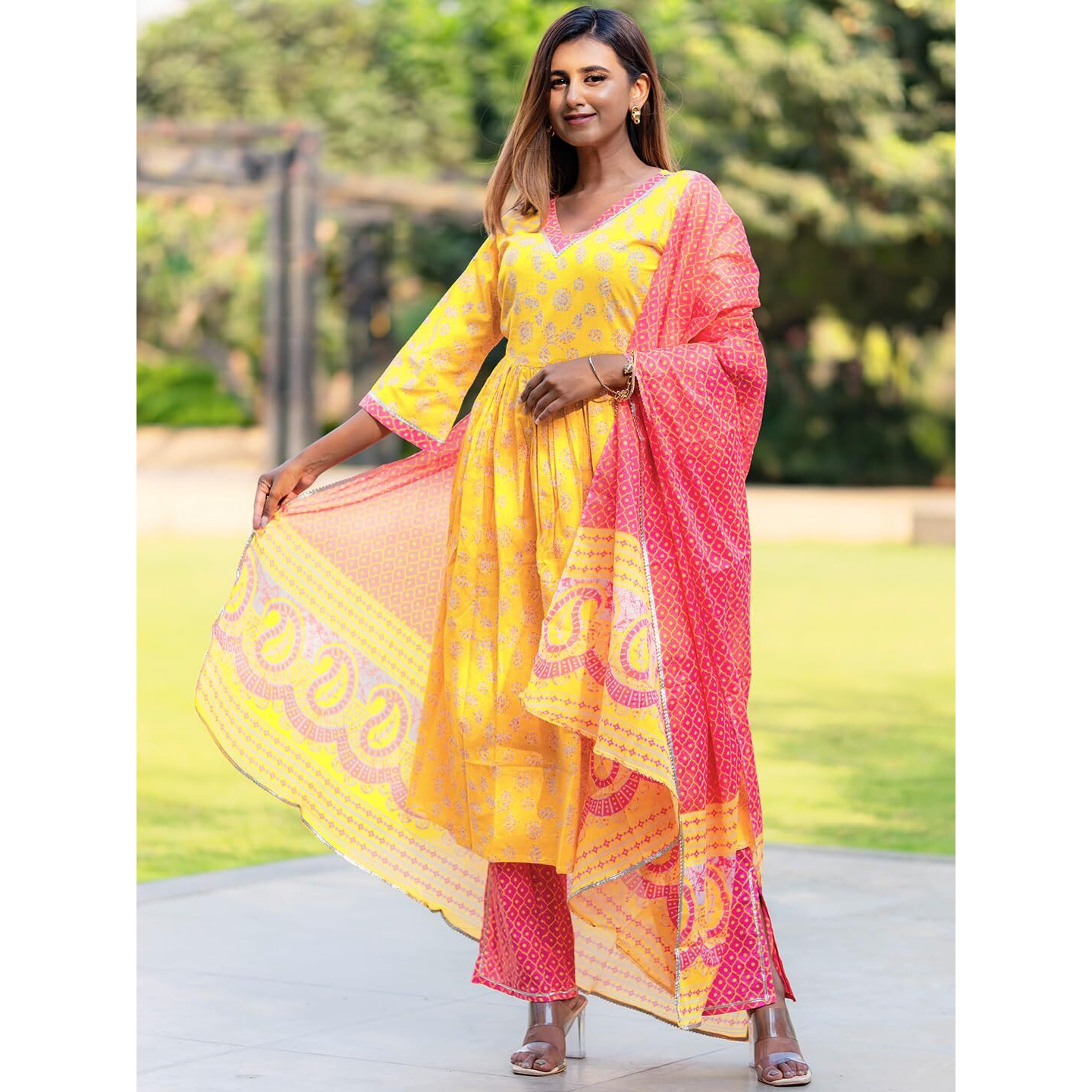 Libas Women's Cotton Kurta Set (35553_Yellow