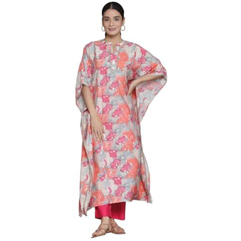 Libas Women's Silk Blend Printed Co-Ords (35541_Coral