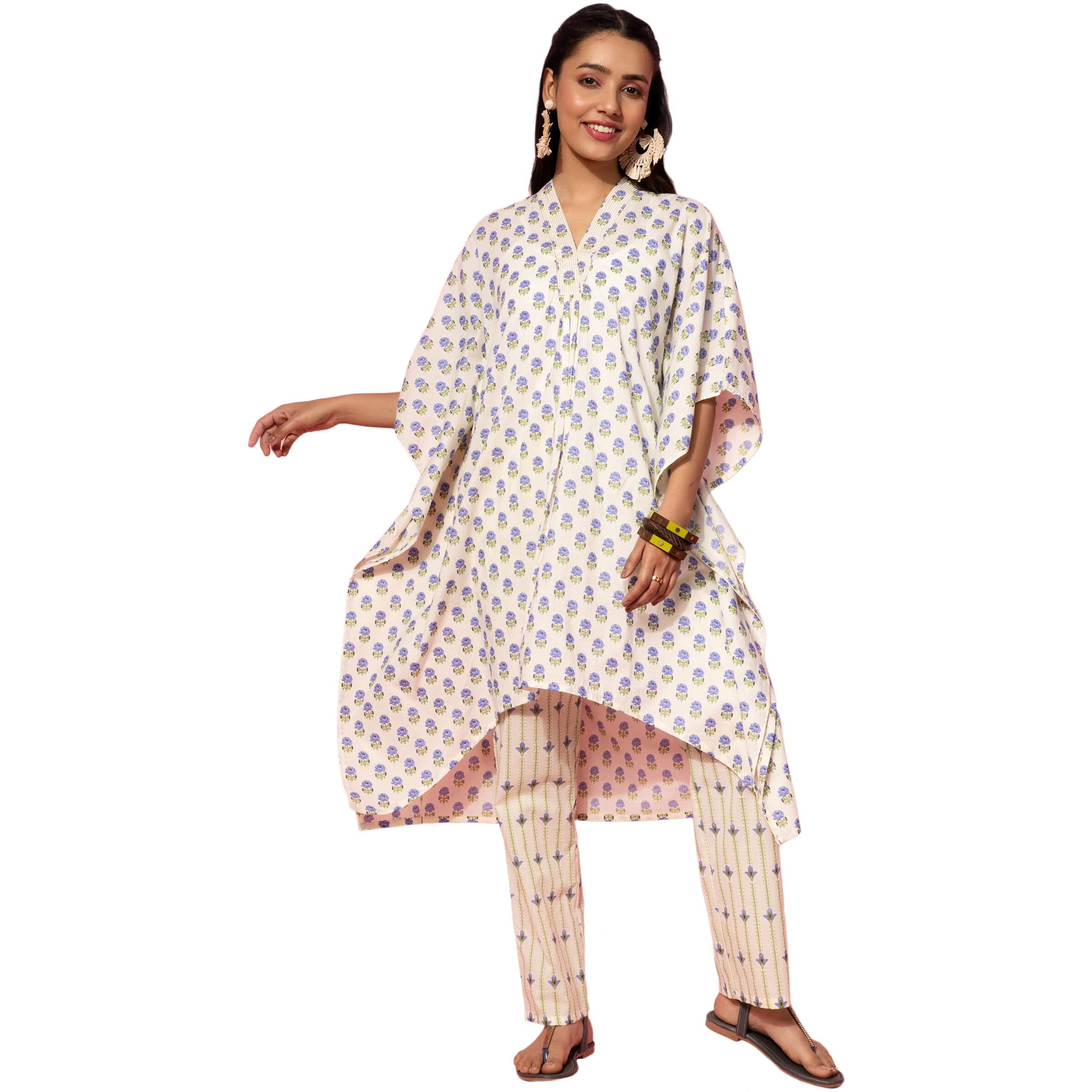 Libas Women's Cotton Printed Co-Ords (35521_Cream