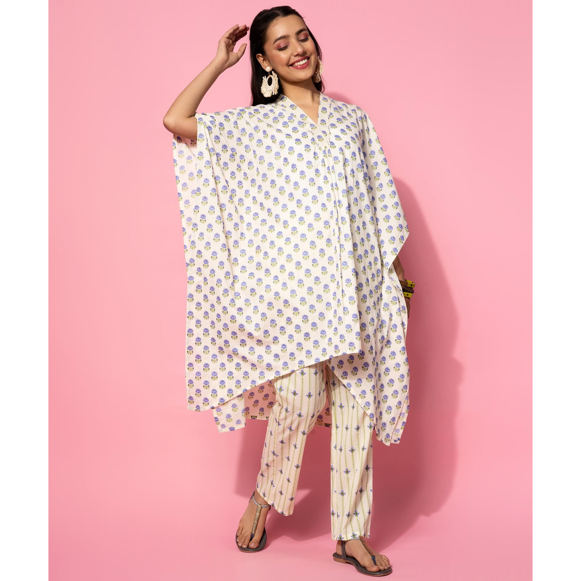 Libas Women's Cotton Printed Co-Ords (35521_Cream