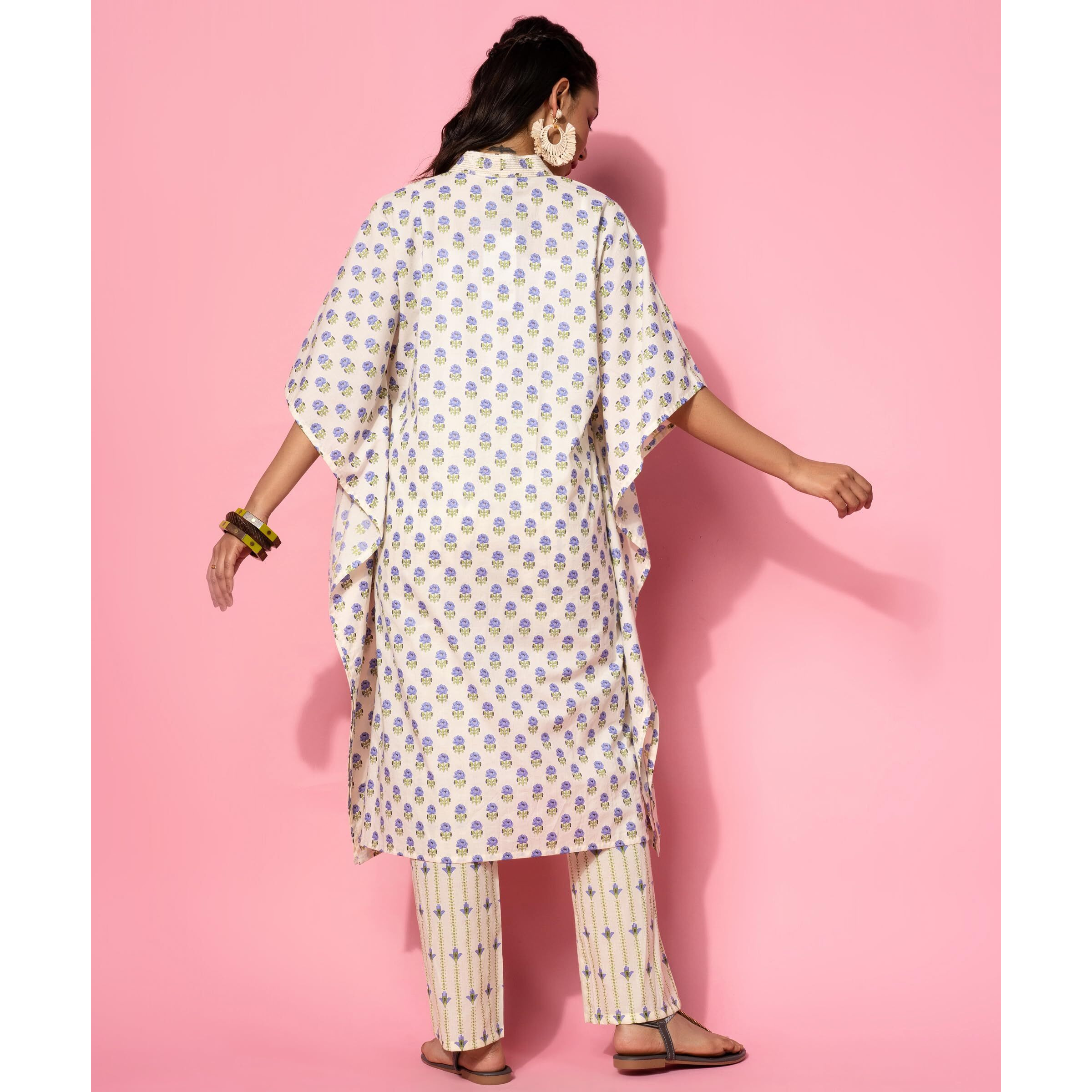 Libas Women's Cotton Printed Co-Ords (35521_Cream