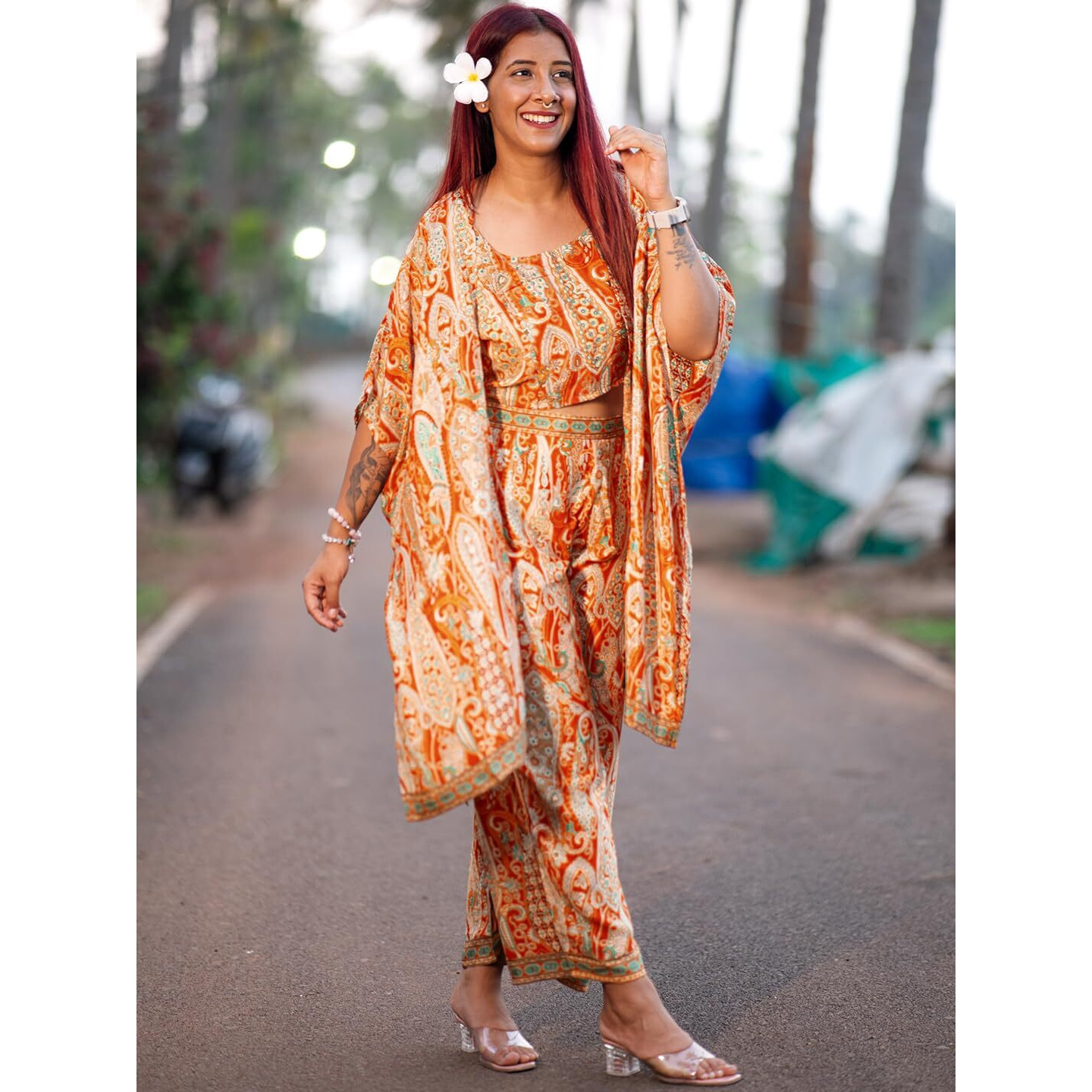 Libas Womens Printed Silk Blend Co-Ord Set For Women