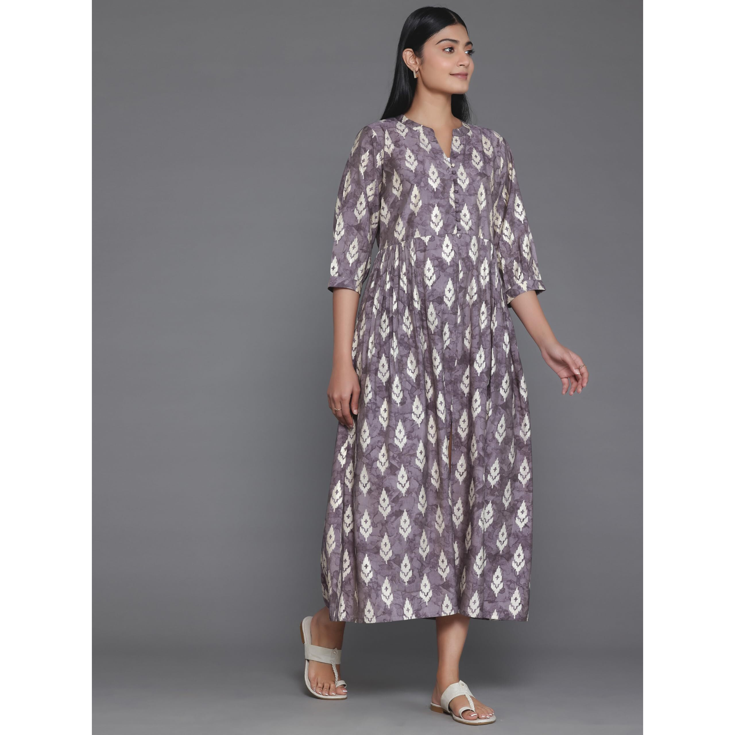 Libas Women's Silk Fit And Flare Maxi Dress (26932_Mauve