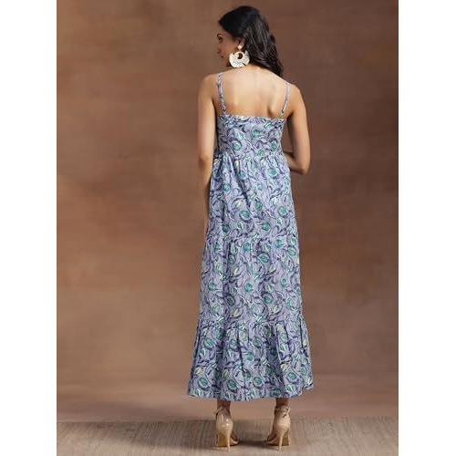 Libas Women's Cotton Fit And Flare Maxi Dress (26920_Grey