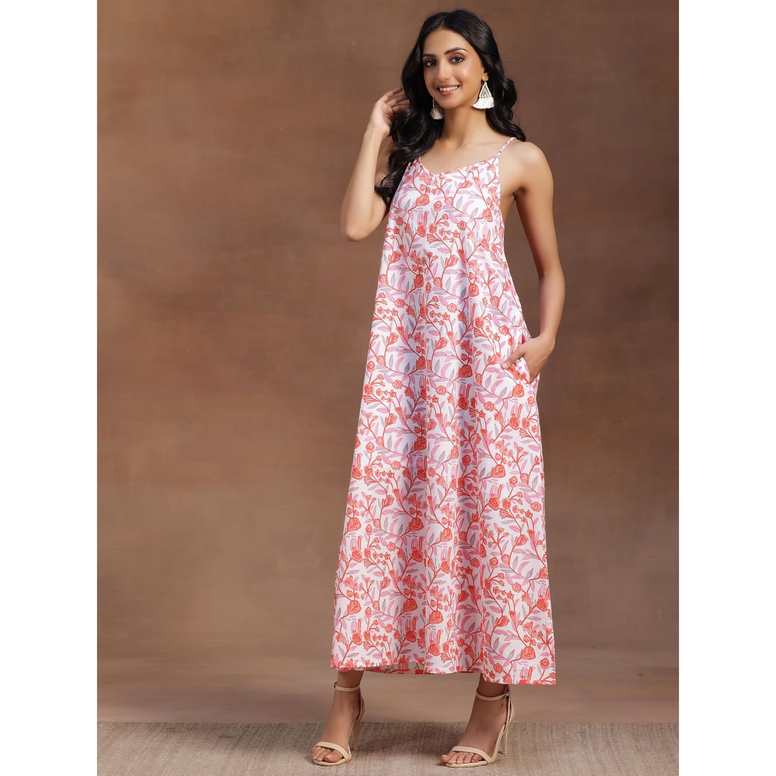 Libas Women's Cotton A-Line Maxi Dress (26911_White