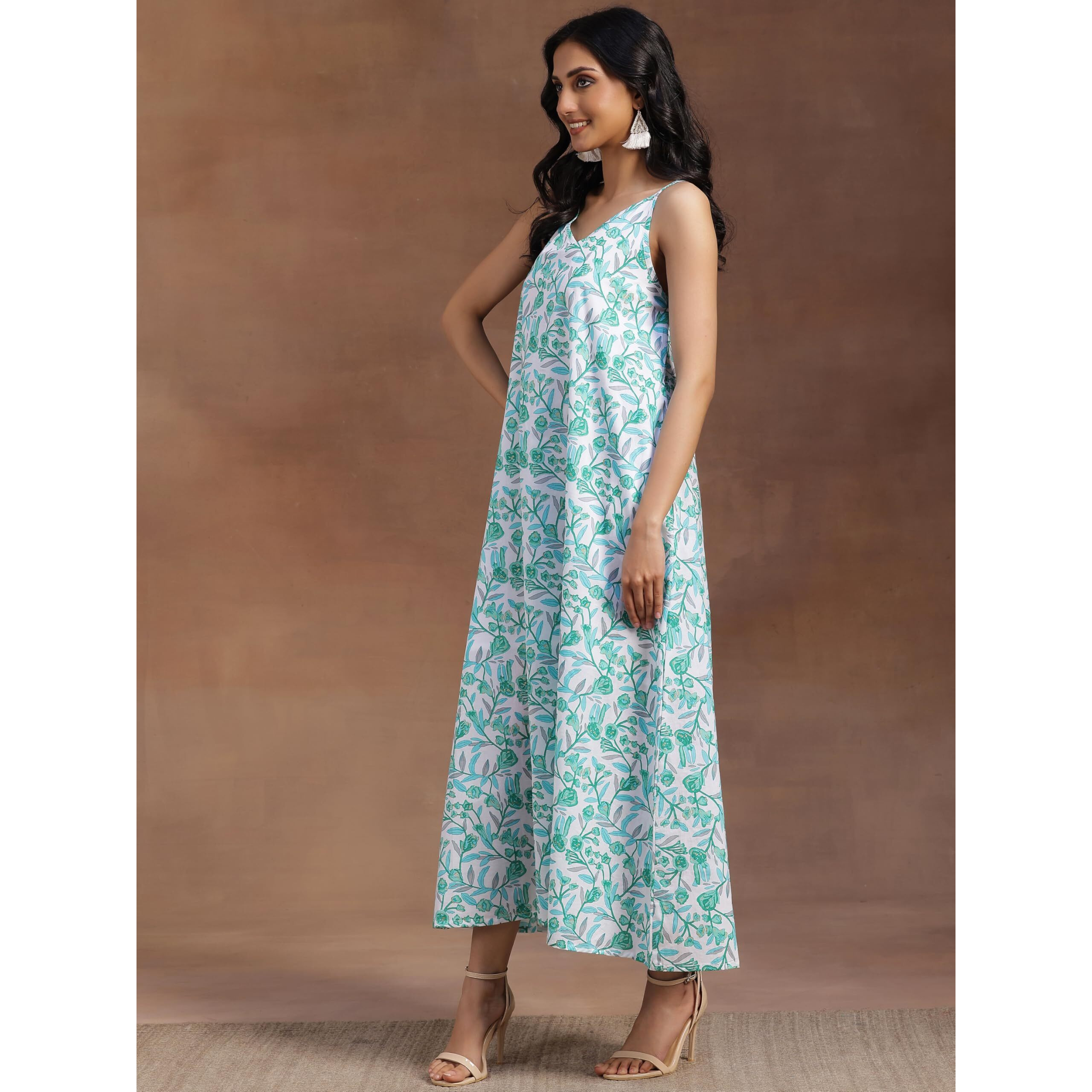 Libas Women's Cotton A-Line Maxi Dress (26913_White