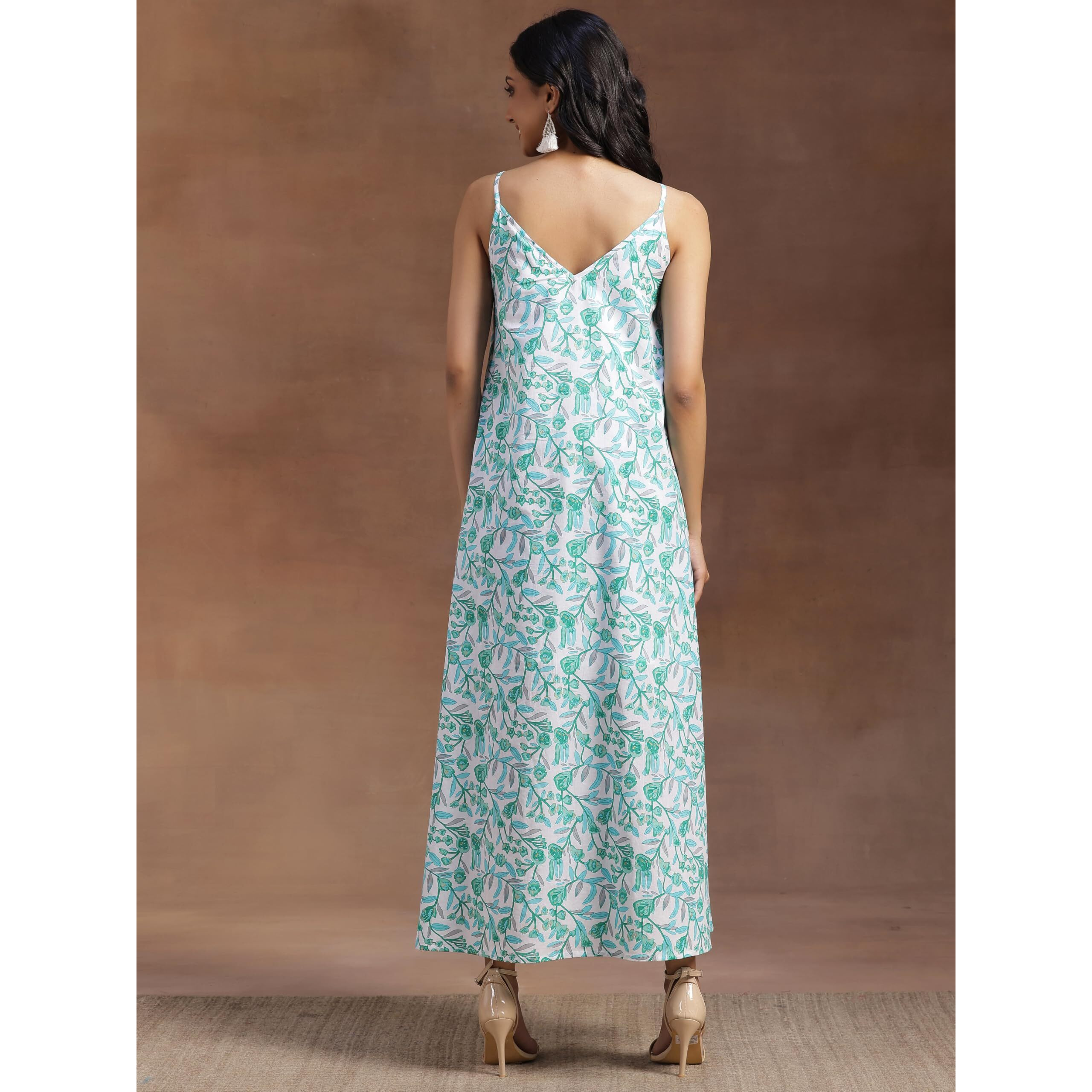 Libas Women's Cotton A-Line Maxi Dress (26913_White