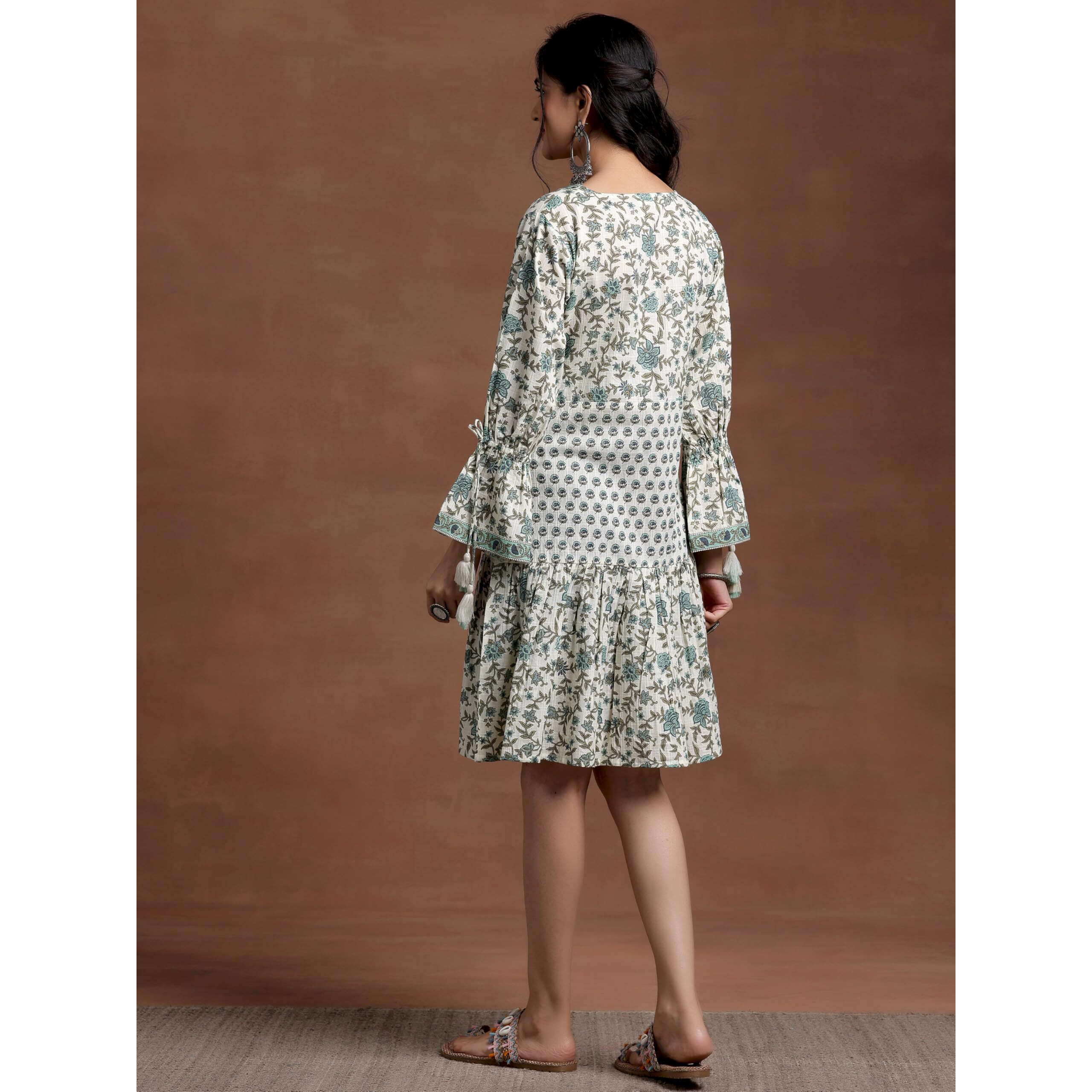 Libas Women's Cotton A-Line Knee Length Dress (26946_Beige