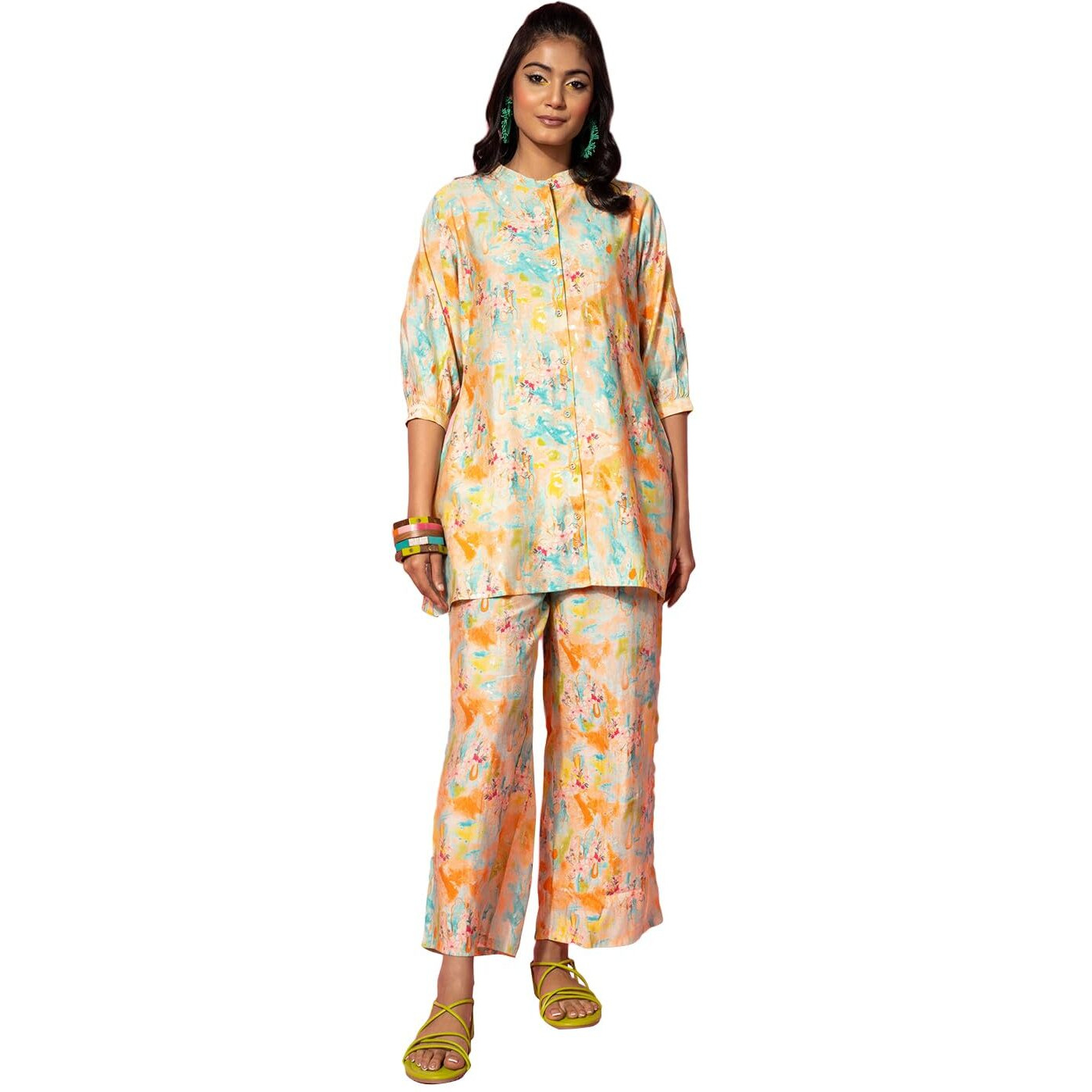 Libas Womens Printed Silk Blend Co-Ord Set For Women