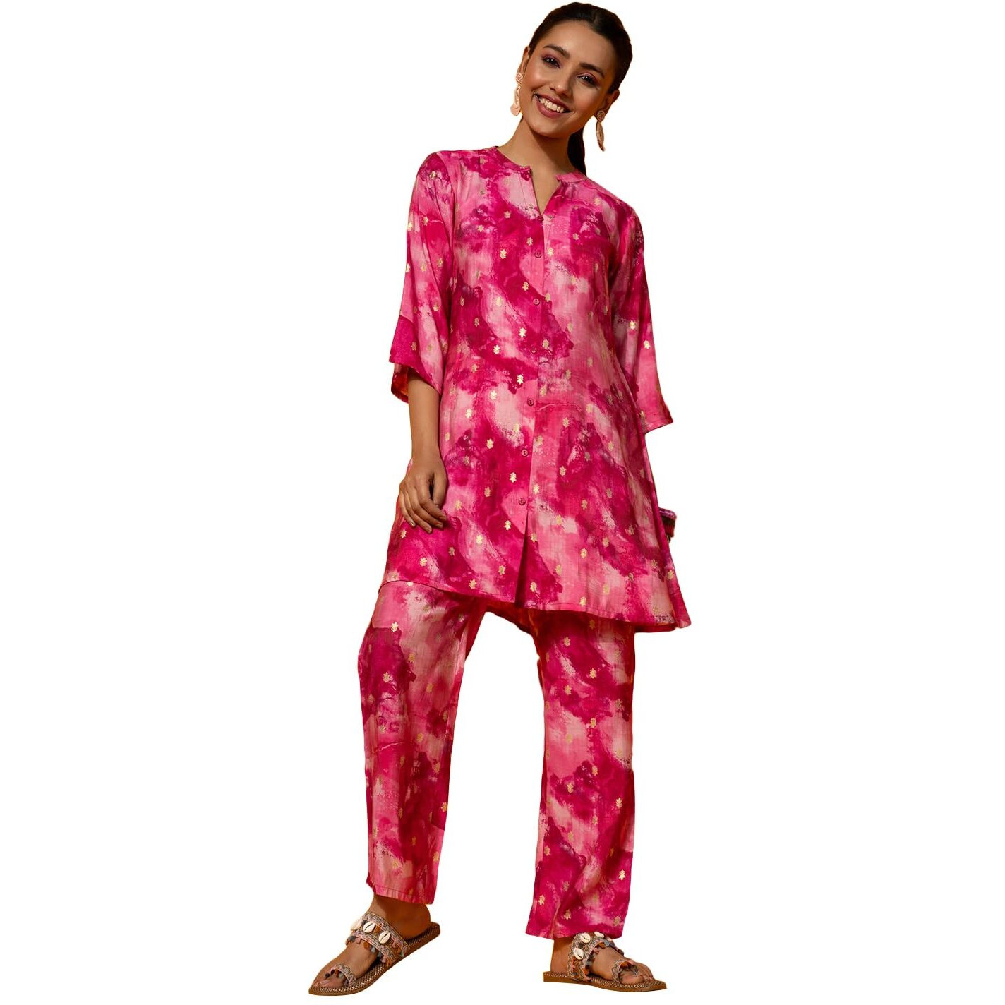 Libas Womens Printed Silk Blend Co-Ord Set For Women