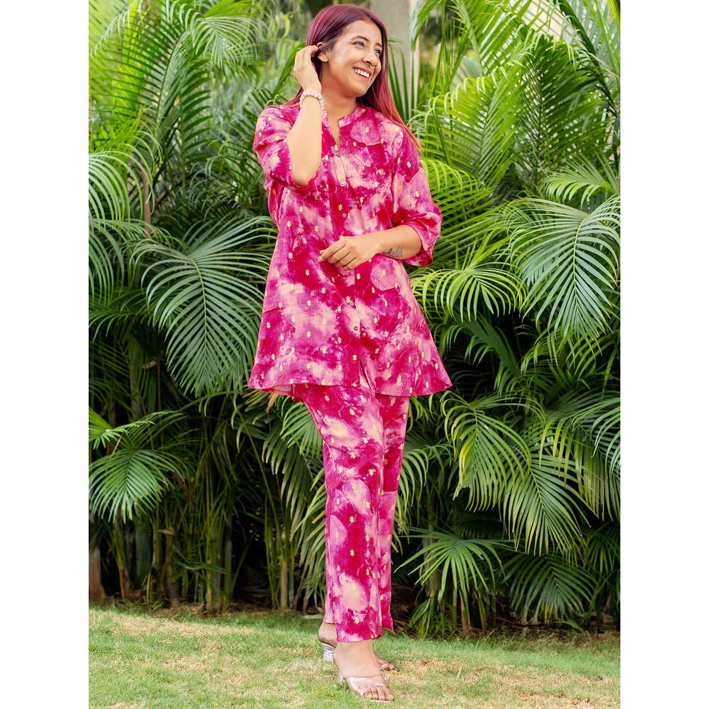 Libas Womens Printed Silk Blend Co-Ord Set For Women