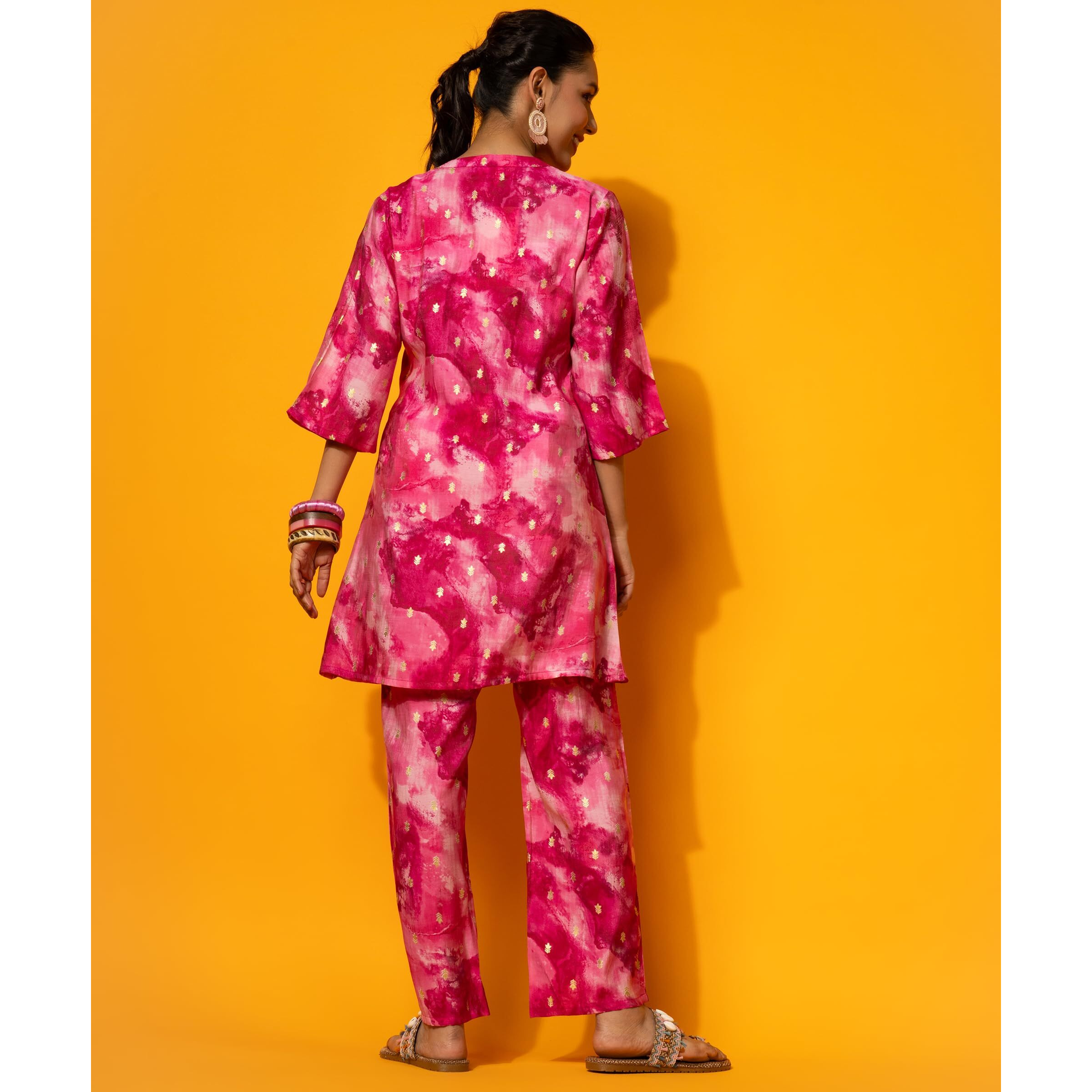 Libas Womens Printed Silk Blend Co-Ord Set For Women