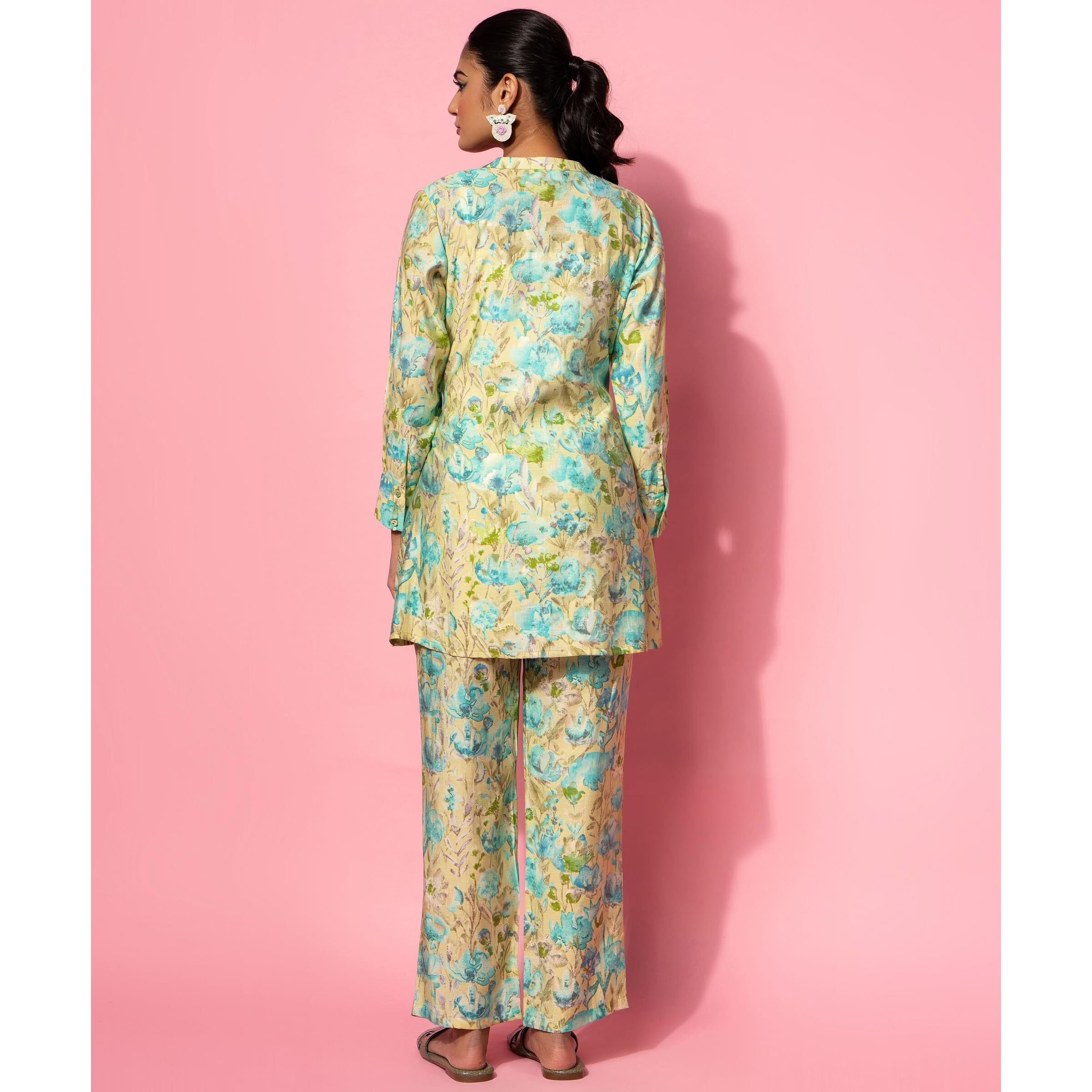 Libas Womens Printed Silk Blend Co-Ord Set For Women