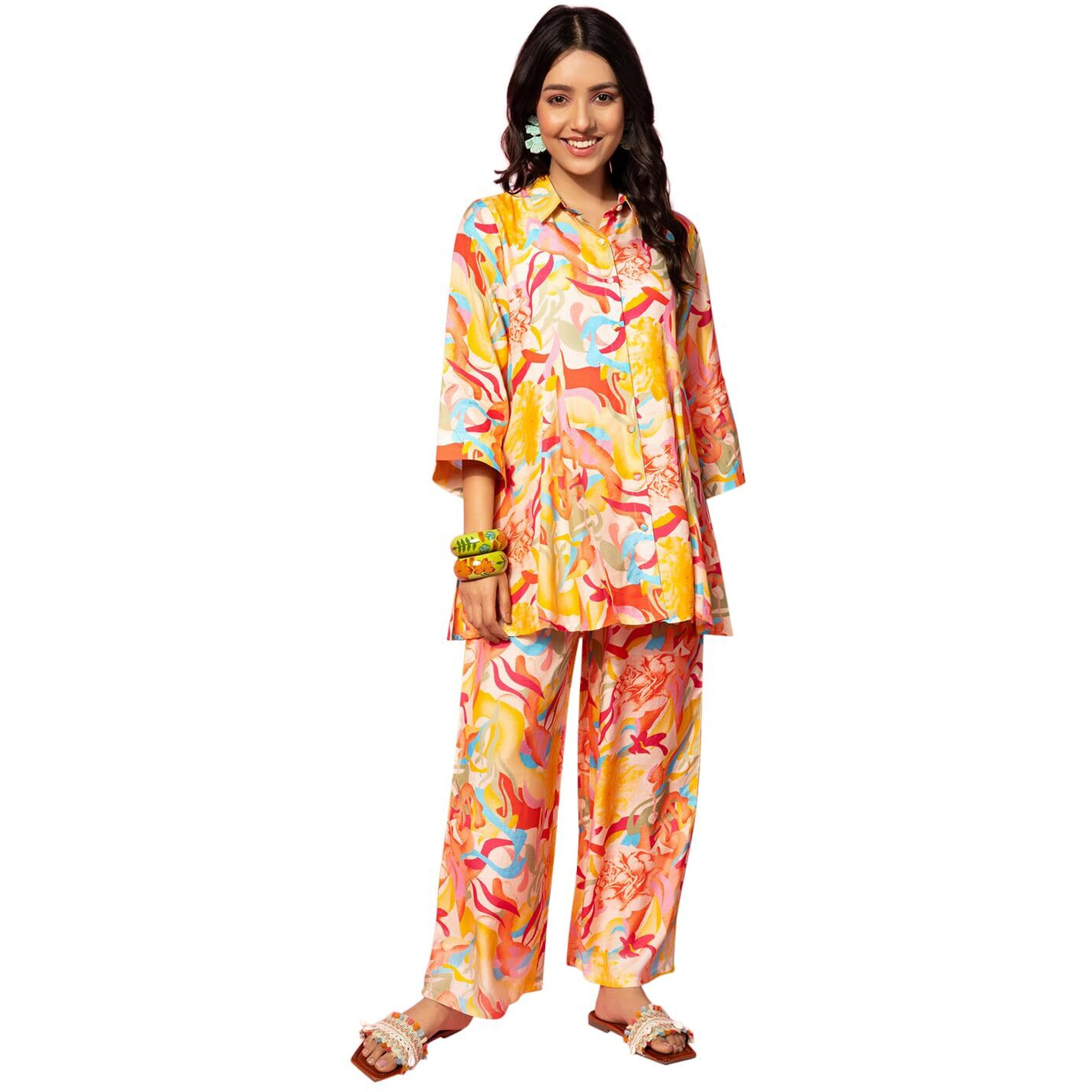 Libas Womens Printed Silk Blend Co-Ord Set For Women