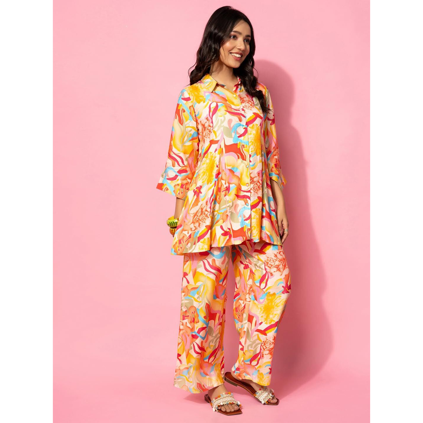 Libas Womens Printed Silk Blend Co-Ord Set For Women