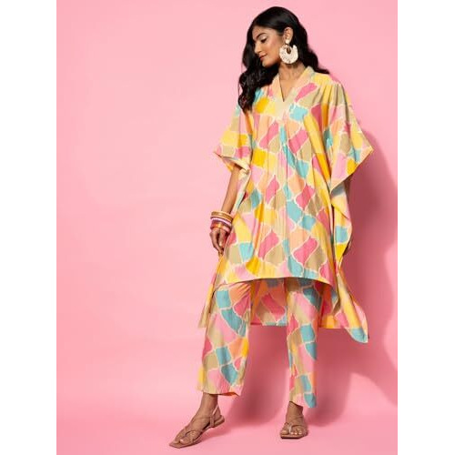 Libas Women's Silk Blend Co-Ords (35506_Multicolor)