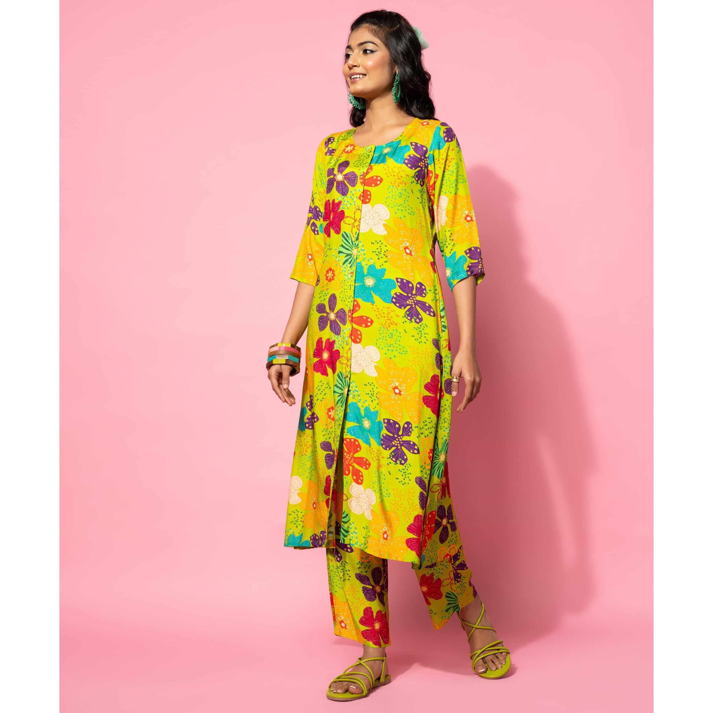 Libas Women's Silk Blend Co-Ords (35500_Green