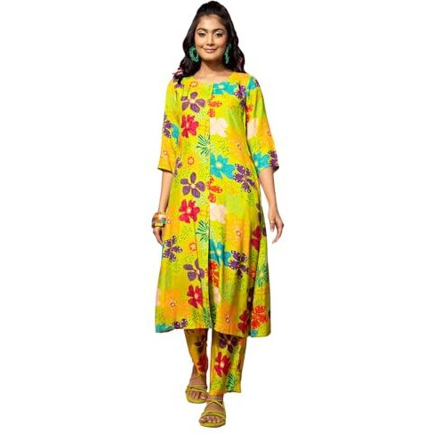 Libas Women's Printed Co-Ords (35500_Green