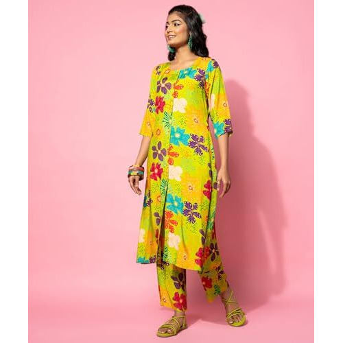 Libas Women's Printed Co-Ords (35500_Green