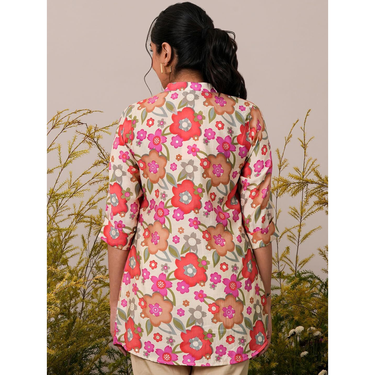 Libas Women's Printed A-Line Kurtis (37075_Cream