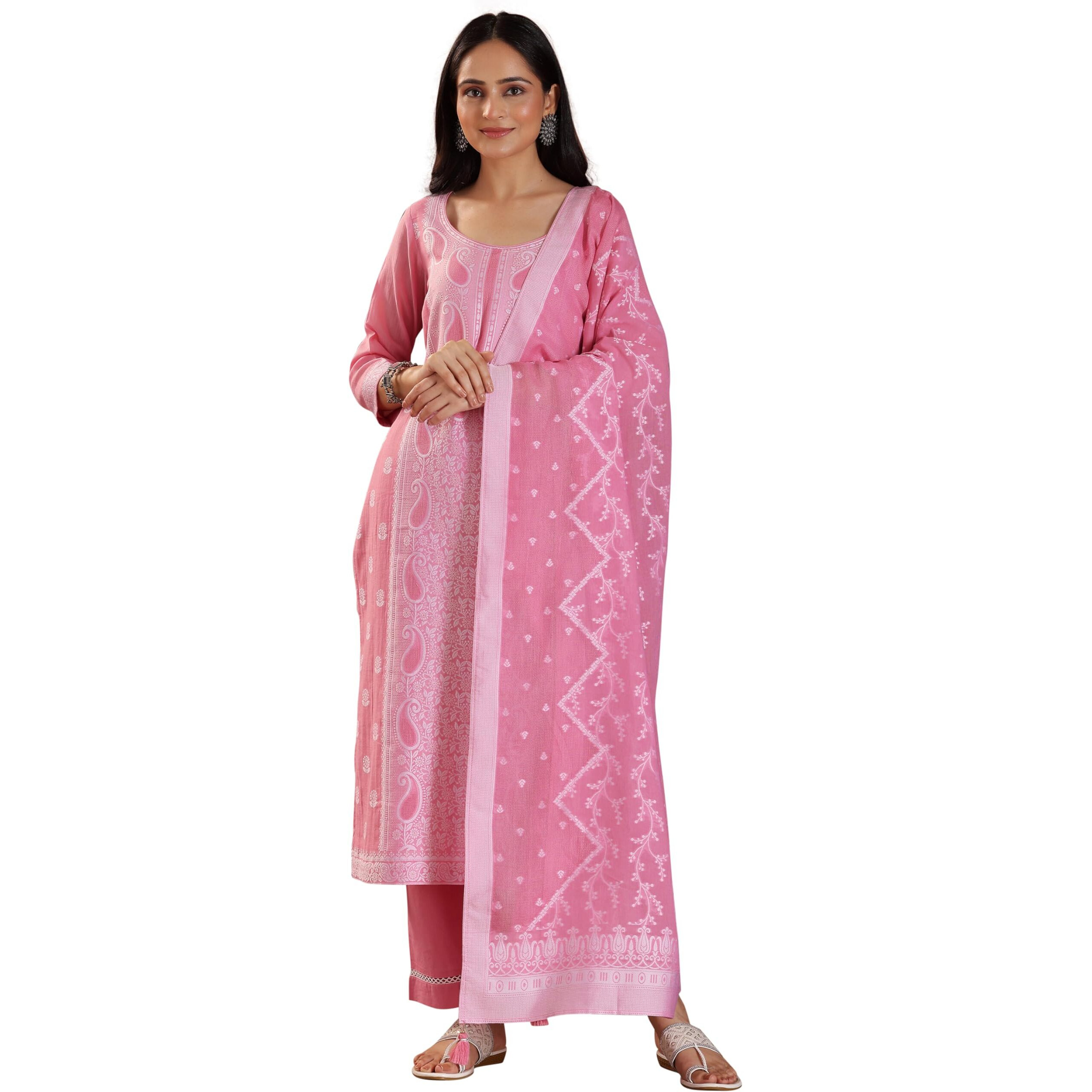 Libas Women's Pure Cotton Kurta Set (27221_Pink