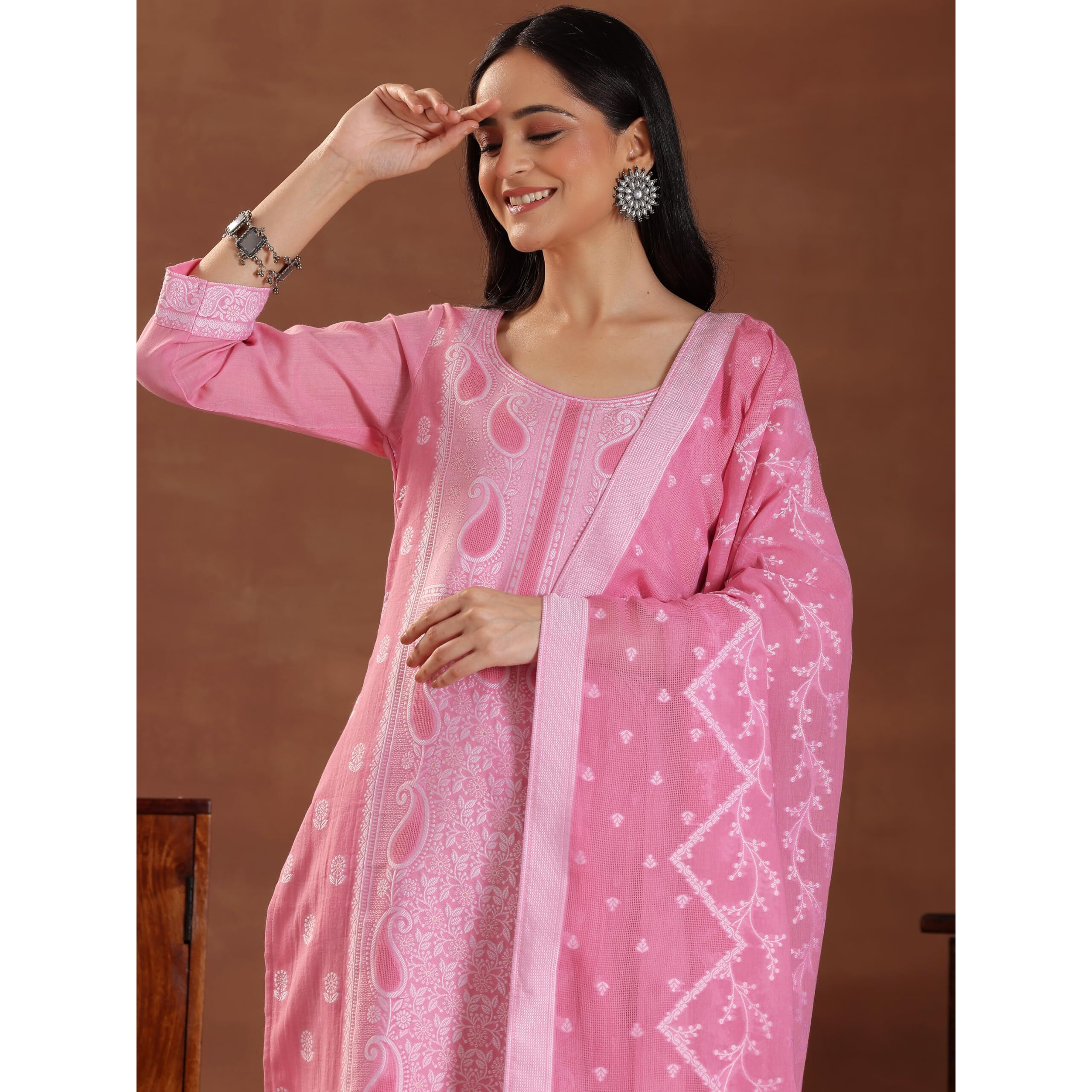 Libas Women's Pure Cotton Kurta Set (27221_Pink