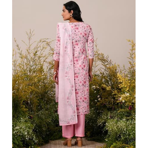Libas Women's Linen Kurta Set (27257_Pink
